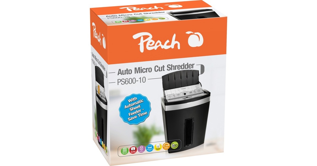 Peach Auto Micro Cut Schredder Ps Aktenvernichter Schwarz Silber