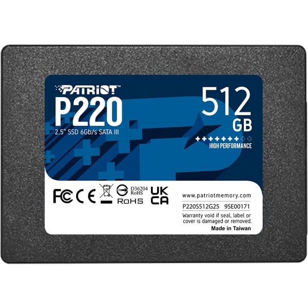 Patriot P220 512 GB SSD Schwarz SATA III 6 Gb S 2 5