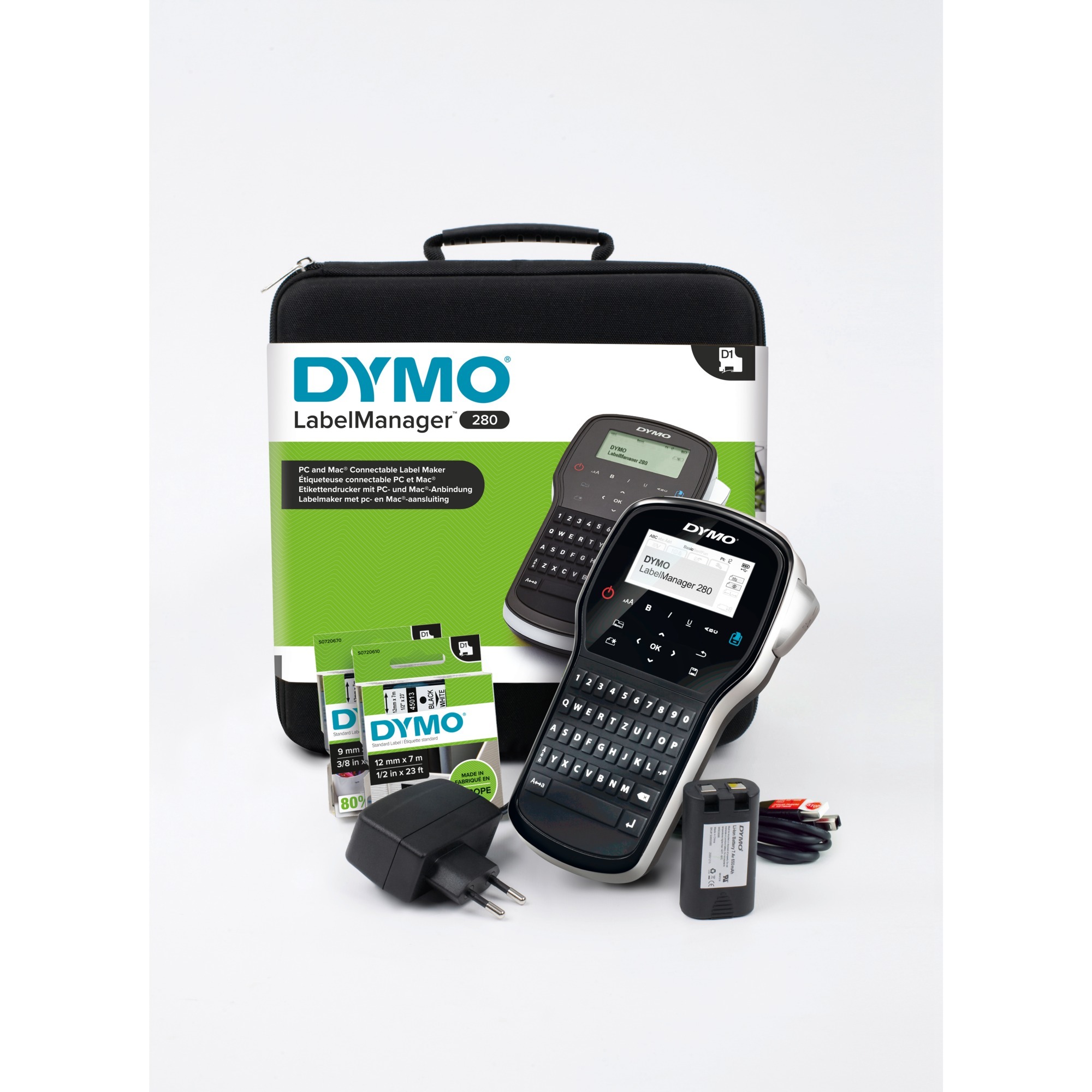 Dymo LabelManager 280 im Koffer Beschriftungsgerät schwarz silber mit