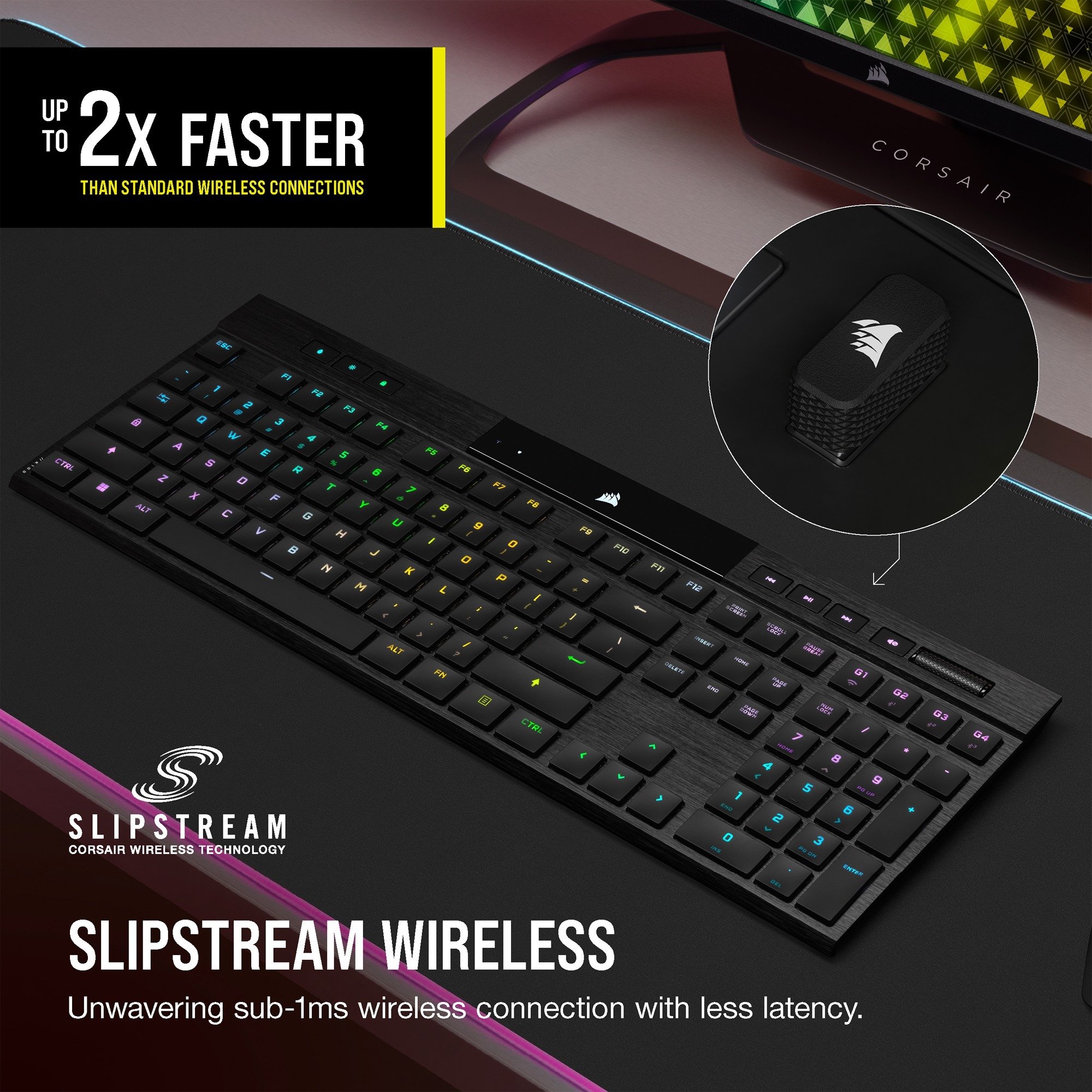 Corsair K Air Wireless Gaming Tastatur Schwarz De Layout Cherry