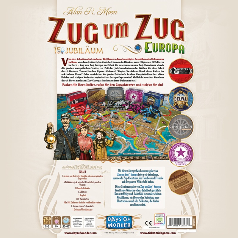 Asmodee Zug Um Zug Europa 15 Jahre Edition Brettspiel