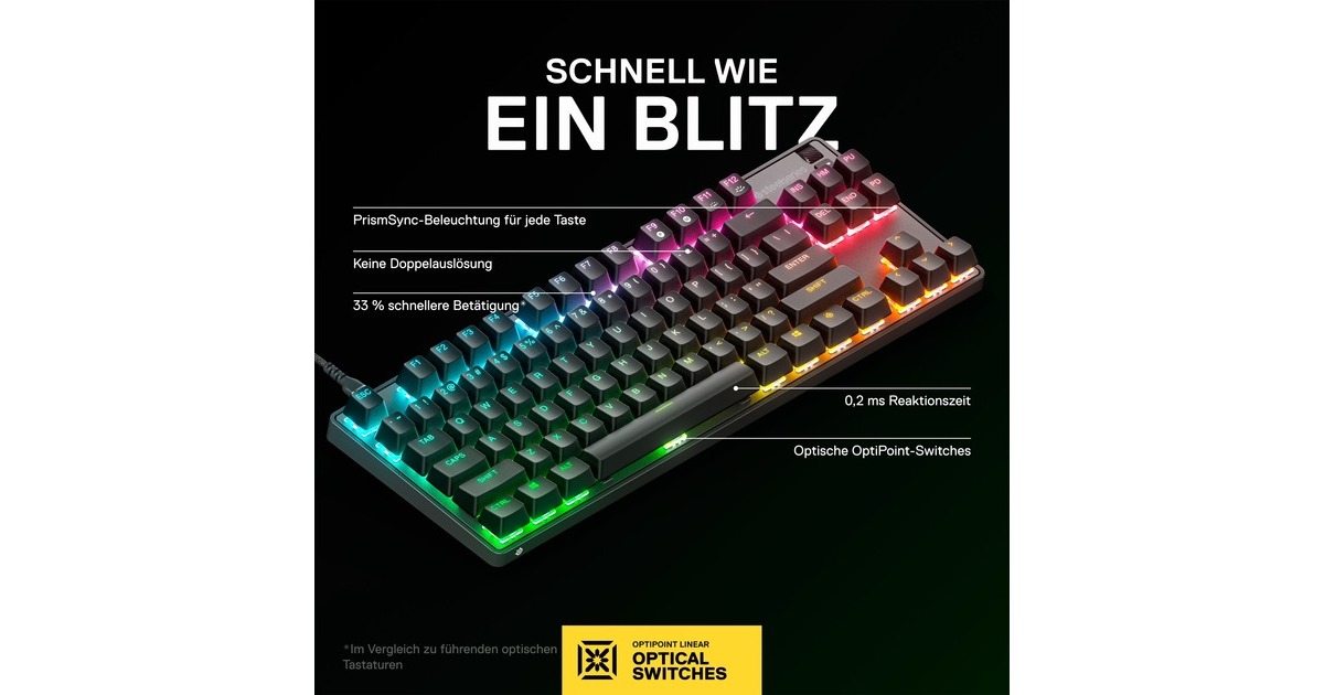 Clavier Mécanique Steelseries Apex 9 TKL - Switch optique, Qwerty  (Frontaliers Allemagne) –