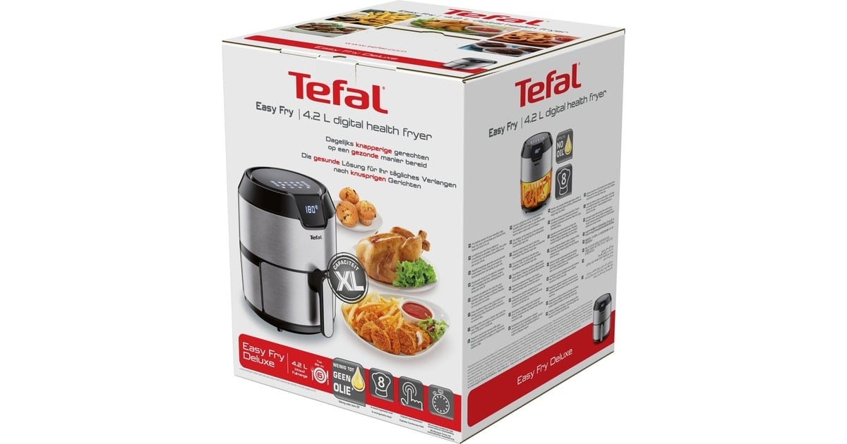 Tefal Easy Fry Deluxe EY401D, Heißluftfritteuse Edelstahl/schwarz