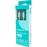 ADATA USB 2.0 Kabel, USB-C Stecker > USB-C Stecker weiß, 1 Meter, PD 3.0, QC 3.0, Laden mit bis zu 100 Watt