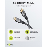 goobay Plus Ultra High-Speed HDMI-Kabel, 8K @ 60Hz grau, 0,5 Meter