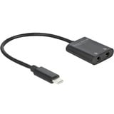 DeLOCK USB 2.0 Adapter, USB-C Stecker > 2x 3,5mm Klinkenbuchse schwarz, 15cm, Audio Splitter