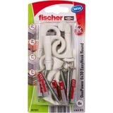 fischer EasyHook Round DuoPower 6x30, Dübel weiß, 6 Stück, mit EasyHook Rundhaken