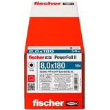 fischer Holzbauschraube PowerFull II 8,0x180 ZK TX VG 50 Stück, Vollgewinde, verzinkt