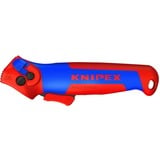 KNIPEX Abmantelungsmesser 16 50 145 SB, Abisolier-/ Abmantelungswerkzeug rot/blau, mit Ratschenfunktion