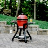 Kamado Joe Junior, Celebration Pack, Holzkohlegrill rot/schwarz, Ø 34cm, mit Sear Plate, Rollwagen und Wetterschutzhülle