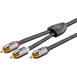 goobay Plus Cinch Y-Kabel schwarz/silber, 10 Meter