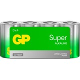 GP Batteries GP Super Alkaline Batterie D Mono, LR20, 1,5Volt 4 Stück, mit neuer G-Tech Technologie