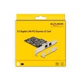 DeLOCK PCI Express x2 Karte auf 2 x RJ45 2,5 Gigabit, LAN-Adapter 