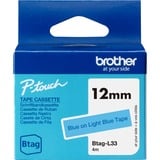 Brother Schriftband Btag-L33 12mm, blau auf hellblau, nicht laminiert