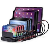 Lindy 10 Port USB-Ladestation, 10x USB-A schwarz, gleichzeitiges Laden von bis zu 10 Tablets / Smartphones