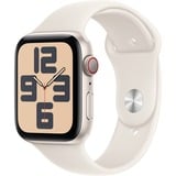 Apple Watch SE, Smartwatch champagner, Aluminium, 44 mm, Sportarmband Polarstern S/M, Cellular