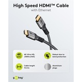 goobay Plus High-Speed-HDMI-Kabel mit Ethernet, 4K @ 60Hz grau, 15 Meter