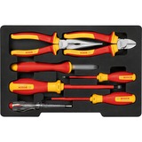 Bosch VDE Werkzeug-Set gemischt, 7-teilig rot/gelb, Seitenschneider, Spitzzange, 4 Schraubendreher, Abmantelungsmesser