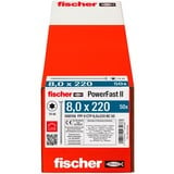 fischer Holzbauschraube PowerFast II 8,0x220 Senkkopf TX 50 Stück, Teilgewinde, verzinkt