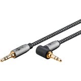 goobay Plus Audio Verbindungskabel AUX 3,5mm stereo, 90° schwarz/silber, 2 Meter, abgewinkelt