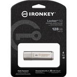 Kingston IronKey Locker+ 50 128 GB, USB-Stick aluminium, USB-A 3.2 Gen 1