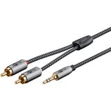 goobay Plus Audio Adapterkabel AUX 3,5mm Klinke > Stereo-Cinch Stecker schwarz/silber, 2 Meter