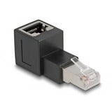 DeLOCK Adapter RJ-45 Stecker > RJ-45 Buchse, Cat.6a schwarz, 90° nach oben gewinkelt