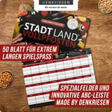 Denkriesen Stadt Land Vollpfosten - Grillparty Edition, Partyspiel A4-Spielblock