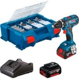 Bosch Akku-Bohrschrauber GSR 18V-28 Professional, 18Volt blau/schwarz, 2x Li-Ionen Akku 4,0Ah, L-Case + 82-teiliges Zubehör-Set