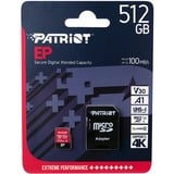 Patriot EP Series 512 GB microSDXC, Speicherkarte rot/schwarz, UHS-I U3, Class 10, V30, A1