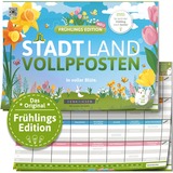 Denkriesen Stadt Land Vollpfosten - Frühlings Edition, Partyspiel A4-Spielblock