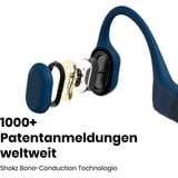 Shokz OpenRun, Kopfhörer blau/dunkelblau, Bluetooth, Laden über magnetische Induktion