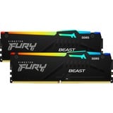 Kingston FURY DIMM 32 GB DDR5-6000 (2x 16 GB) Dual-Kit, Arbeitsspeicher schwarz, KF560C36BBE2AK2-32, FURY Beast RGB, INTEL XMP