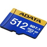 ADATA Premier Extreme microSDXC 512 GB, Speicherkarte blau/gelb, SD Express, UHS-I U3, Class 10, V30