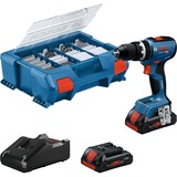 Bosch Akku-Schlagbohrschrauber GSB 18V-65 Professional, 18Volt blau, 2x Li-Ion Akku 4,0Ah, 82-teiliges Zubehör-Set in L-Case