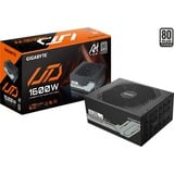 GIGABYTE UD1600PM PG5 AI TOP, PC-Netzteil schwarz, 2x 12-Pin High Power GPU, 8x PCIe, Kabel-Management, 1600 Watt