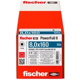 fischer Holzbauschraube PowerFull II 8,0x160 ZK TX VG 50 Stück, Vollgewinde, verzinkt