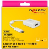 DeLOCK USB Adapter, USB-C Stecker > HDMI Buchse weiß, 10cm, 4K 60Hz, mit HDR Funktion