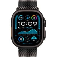 Apple Watch Ultra 2, Smartwatch schwarz, 49 mm, Milanaise Armband schwarz, Titangehäuse, Cellular