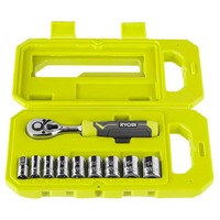 Ryobi Steckschlüssel-Set RHRS10PC, 1/4" grün/grau, 10-teilig, mit 1/4" Umschaltknarre