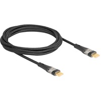 DeLOCK USB 2.0 Ladekabel, USB-C Stecker > USB-C Stecker schwarz, 2 Meter, PD 3.0, Laden mit bis zu 100 Watt, Textilkabel mit Metallsteckern