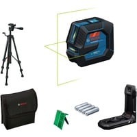 Bosch Linienlaser GLL 20-22 G Professional blau/schwarz, grüne Laserlinien, inkl. Universalhalter LB 10 und Baustativ BT 150