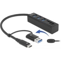 3 Port USB 3.2 Gen 1 Hub + SD und Micro SD Card Reader mit USB Type-C oder USB Typ-A Anschluss, USB-Hub