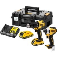 DEWALT Akku-Schrauber Kombopack DCK2062D2T, 18Volt, Schlagbohrschrauber gelb/schwarz, 2 Akkuschrauber, 2x Li-Ionen XR Akku 2,0Ah, in TSTAK Box II