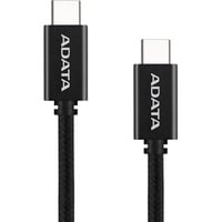 ADATA USB 2.0 Kabel, USB-C Stecker > USB-C Stecker schwarz, 1 Meter, PD 3.0, QC 3.0, Laden mit bis zu 100 Watt