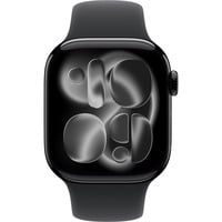 Apple Watch Series 11, Smartwatch schwarz (glänzend), Aluminium, 42 mm, Sportarmband schwarz M/L