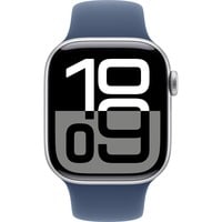 Apple Watch Series 10, Smartwatch silber, Aluminium, 42 mm, Sportarmband Denim M/L