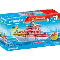 PLAYMOBIL 71598 Action Heroes Feuerlöschboot, Konstruktionsspielzeug 