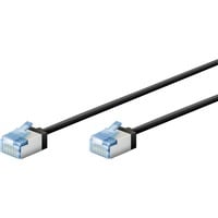 goobay Ultraflexibles Cat.6a Patchkabel slim, U/FTP schwarz, 10 Meter, extrakurze Stecker