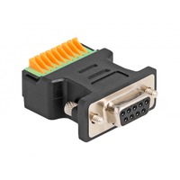DeLOCK D-Sub 9 Pin Buchse > Terminalblock Adapter mit Drucktaster schwarz